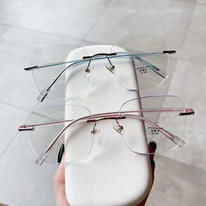 Qianai Montures de lunettes rectangulaires sans monture Verres anti-lumière bleue en polycarbonate Unisexe M3 21092 - Product Image 1