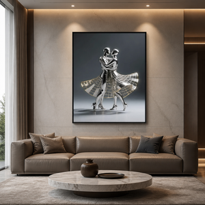 Aluminum Crystal Porcelain Wall <strong>Art</strong> 60x90cm Silver Metallic Couple 3D Effect Modern Framed Painting for Hotel Decor - Product Image 4