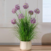 Plante artificielle d'hortensia et d'herbe de roseau en PVC souple pour aménagement paysager, décoration florale de mariage simulée, décoration de salon et de bureau