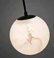 Petit luminaire suspendu moderne en albâtre naturel, hauteur réglable, commande sans fil, pour chambre à coucher, bar, comptoir - LED suspendu