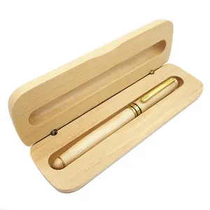 Personalized Promotional Eco Friendly Maple Wooden Ballpoint Pen Box Set Wooden Pen Case Set