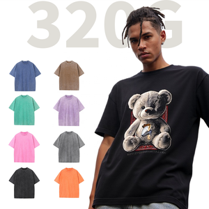 SHENGSHI unisexe coton lavage Vintage haute rue mode impression graphique ample surdimensionné course entraînement hommes à manches courtes t-shirts - Product Image 1