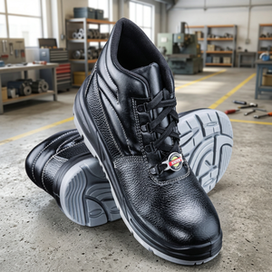 <b>Black</b> Safety Shoes Protective <b>Work</b> <b>Boots</b> Lace Up Industrial Footwear for Workshop Factory Use - Product Image 2