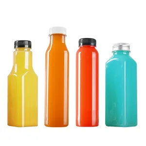 Botellas de plástico cuadradas para batidos, sin BPA, para café, zumo, 150ml, 250ml, 300ml, 350ml, 400ml, 500ml