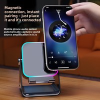 Nouveau support de téléphone haut-parleur sans fil à induction, rechargeable avec lumière RGB, lecteur de musique, support d'enceinte carré 5-en-1, vente chaude