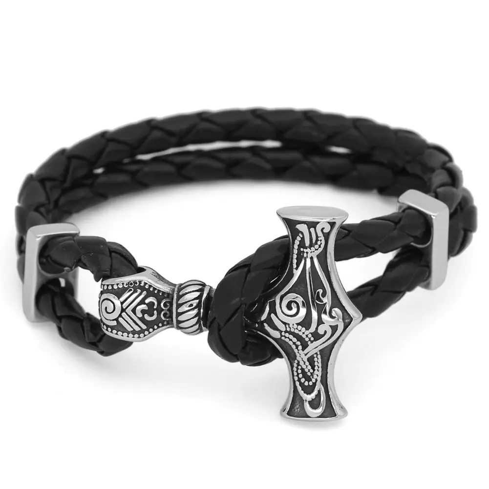 Nordic Viking Pirates Collection Thunder Hammer Aço Inoxidável Homens Multi tamanho Fabricante Pulseiras Atacado