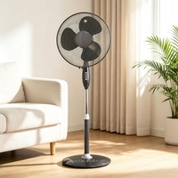 Ventilador de Pedestal en Oferta, Ventilador Eléctrico de Pedestal con Base Redonda, 45W, Tres Velocidades, Altura Ajustable y Cabezal Oscilante
