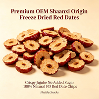 Dattes rouges lyophilisées de qualité supérieure, origine Shaanxi, jujubes croustillantes, sans sucre ajouté, 100% naturelles, chips de dattes rouges FD, collations saines