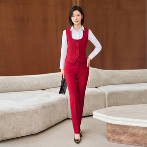 Versión Coreana de moda de chaleco a juego de colores, <span class=keywords><strong>pantalones</strong></span> y traje de falda occidental, diseño único sentido de la ropa de trabajo de <span class=keywords><strong>camarera</strong></span>. - Product Image 4