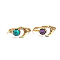Nouvelle conception, bague en laiton de style bohème avec pierre d'améthyste faite à la main, bijoux pour femmes - Cadeau d'anniversaire