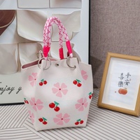 Tas Selempang Rajut Polyester Model Bucket dengan Penutup Magnetik; Gaya Kasual Urban Sederhana Asia Tenggara-Korea, Mudah Dibawa