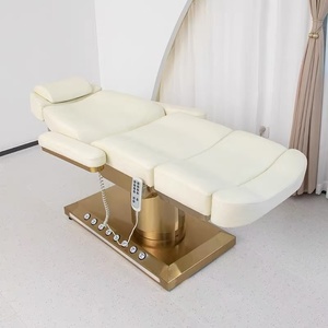 Lit de beauté électrique moderne et luxueux 2026 avec base en acier inoxydable et commande au pied, idéal pour les soins des cils, du visage et les massages en spa - Product Image 4