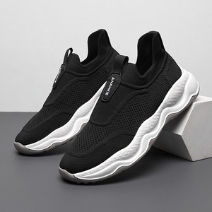 New men's slim style breathable fabric shoes <b>thick</b> soles Fashionable casual shoes Comfortable trendy <b>socks</b> Men's shoes - Product Image 2