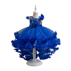 Rifiniture in pizzo a strati fiore <span class=keywords><strong>bambina</strong></span> all'ingrosso senza maniche abito <span class=keywords><strong>da</strong></span> principessa anni con applicazioni floreali abito <span class=keywords><strong>cerimonia</strong></span> festa - Product Image 2