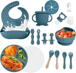 Ensemble d'alimentation pour bébé en silicone personnalisé, best-seller, pour nouveau-nés de 0 à 12 mois, cadeau, assiettes, sans PVC, sans BPA, crabes, lapins, écureuils - Product Image 1