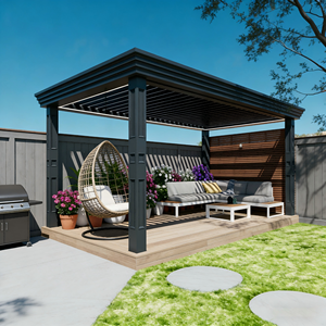 Pergola en aluminium haut de gamme, structure d'ombrage extérieure pour patio, jardin et aménagement paysager, avec <span class=keywords><strong>poids</strong></span> de stabilisation pour gazebo - Product Image 1