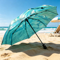 Parasol de voyage portable personnalisé avec impression intégrale, cadeau promotionnel pour les professionnels, semi-automatique, pliable en 3 sections, résistant aux UV
