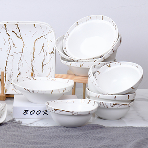 Service de table de mariage de style royal en céramique blanche marbrée pour 6 personnes - Product Image 5