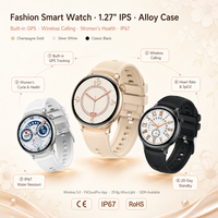 Montre connectée GPS pour femme, écran IPS 1,27 pouces, appels sans fil, fréquence cardiaque, SpO2, suivi du cycle féminin, étanche IP67, autonomie de 20 jours, boîtier en alliage