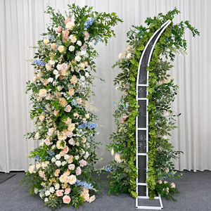 Arche de fleurs artificielles en soie réaliste bleu clair pêche pour mariages modernes en extérieur et décors de rentrée scolaire - Imperméable - Product Image 2
