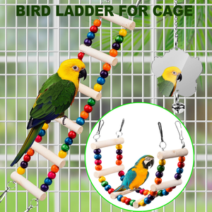 Ensemble de jouets pour oiseaux et perroquets en bois naturel : balançoire, échelle, perchoir et jouets à mâcher pour perruches, calopsittes, budgies et conures - Product Image 6