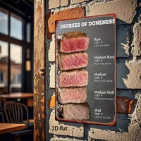 Plaque décorative murale vintage en métal « Guide de cuisson du steak », pour barbecue, viande, cuisine, restaurant, bar