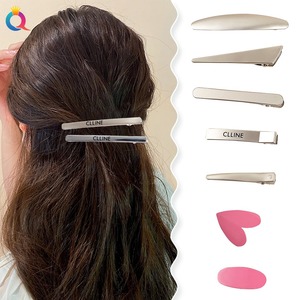 QIYUE Double Prong Pinces À Cheveux Bord Clip Design Plat avec Style Doux Alligator Métal <span class=keywords><strong>Canard</strong></span> Bec Argent Cheveux Accessoires - Product Image 2