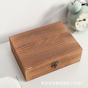 Solid Wood Tea <b>Box</b> Square Flip Top <b>Lockable</b> Pine 6.5 In High For White Tea Pu Er Tea Packaging Gift Craft - Product Image 4