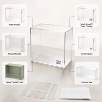 Vitrine d'exposition personnalisée en acrylique transparent avec ouverture frontale, panneau amovible, fente pour objets de collection, bijoux, impression UV, logo OEM