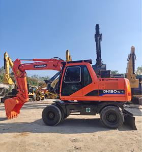 Excavatrice sur pneus d'occasion d'origine chinoise 15 tonnes Doosan DH150W-7, chenillée hydraulique avec boîte de vitesses, moteur et roulement moteur pour rapport - Product Image 2