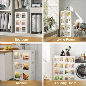 Multifunctional Foldable Bedroom Bathroom Detachable Clothes <b>Storage</b> Plastic Wardrobe Wheels Single Tier <b>Drawers</b> <b>Storage</b> - Product Image 2