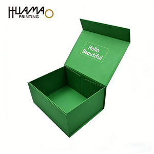 Boîtes rigides vertes personnalisées Huamao OEM pliables avec fermeture magnétique et logo en relief pour cadeaux de Noël et emballage de petits cadeaux - Product Image 3