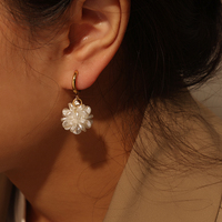 Pendientes de flores de mujer bonitos y personalizados, a la moda de acero inoxidable pendientes de aro, pendientes de plástico