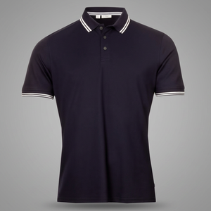 Men's <b>Navy</b> Blue Short Sleeve <b>Polo</b> <b>Shirt</b> 100% Cotton Pique Breathable Casual Knitted Solid Design Button Front Regular Fit - Product Image 3