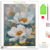 Chenistory Witte Bloem 5d Diamant Schilderij Handgemaakt DIY Cadeau Bloem Volledige Ronde Diamant Kunst Schilderij Handwerk