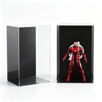 Boîte de présentation en acrylique PMMA transparente, vitrine anti-poussière en plexiglas, découpe laser, logo personnalisé pour figurines et objets de collection