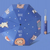 Parapluie pliant pour enfants, mignon, portable, entièrement automatique, avec poignée en alliage, coupe-vent en pongé, design anti-rebond sûr, protection UV