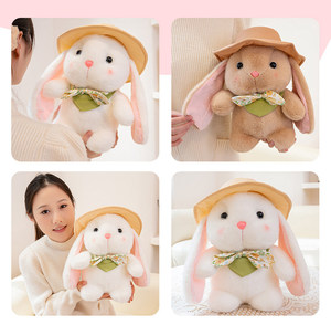 Lindo Peluche de Conejo con Gorro, Conejito Blanco de Tela Súper Suave, Alivia el Estrés, Regalo de Cumpleaños para Niños - Product Image 5