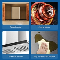 Hotte de cuisine ventilée à capteur tactile OEM avec commande gestuelle, filtre à charbon breveté, boîtier en acier inoxydable pour usage hôtelier