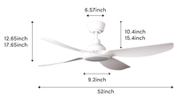 Ventilador de techo LED de interior nórdico moderno, 4 aspas de ABS, luces de Motor de CC de bajo consumo, Control remoto para aplicaciones de oficina en casa
