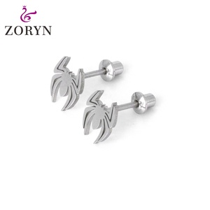 Zoryn 316L Stainless Steel <b>Silver</b> Plated Screw Back <b>Stud</b> Earrings Paved Starfish Hypoallergenic Durable Nautical Cartilage <b>Studs</b> - Product Image 4
