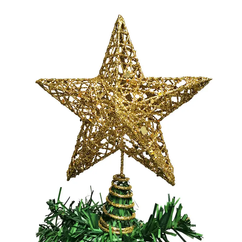 1pcs 15*20cm Gold Glitter Weihnachts baum Top Iron Star Weihnachts dekorationen für Zuhause Weihnachts baum Ornamente Neujahr Dekor