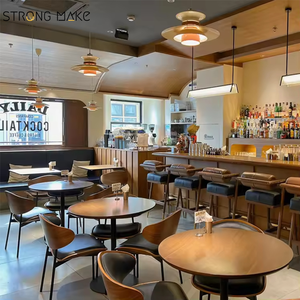 Mid Century Modern Hotel Asientos Suministros Interior bar <span class=keywords><strong>Mostrador</strong></span> Cafetería Café Mesas y sillas <span class=keywords><strong>de</strong></span> <span class=keywords><strong>madera</strong></span> Set para restaurante - Product Image 2