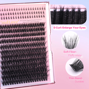 Pestañas Postizas 3D de 14-24mm, 80D 100D 200D, Efecto Cluster Mixto, Suaves y Esponjosas, Libres de Crueldad Animal, Fibra PBT Premium, Pre-cortadas para DIY - Product Image 3