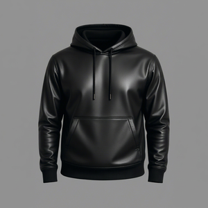 Veste à capuche en cuir de mouton noir faite à la main pour homme, veste de motard d'hiver, manteau à capuche pour moto - Product Image 1