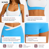 Ensemble de yoga 2 pièces pour femme : Soutien-gorge de sport respirant rembourré dos nageur color block et short cycliste taille haute en V, pour la gym et l'entraînement OEM