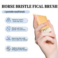 Brosse faciale en bois de hêtre angulaire avec poils en laine naturelle douce, mini brosse nettoyante exfoliante pour le visage
