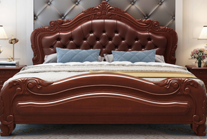 Lit double en bois massif américain 2026 personnalisable et réglable, 1,8 m, design européen moderne, lit de princesse de luxe pour chambre principale - Product Image 5