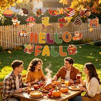 Décorations de fête d'automne pour Thanksgiving, spirales suspendues avec ensemble de bannières, parfaites pour le dîner de Thanksgiving, les anniversaires d'automne, Friendsgiving