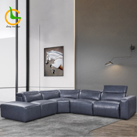 Ensemble de canapés modulaires en cuir pleine fleur moderne, mobilier d'intérieur de luxe pour projets de villas et d'hôtels